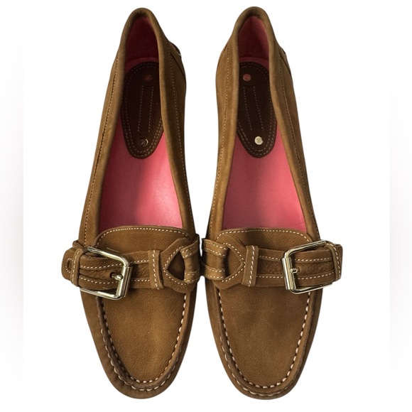 Celine Brown Leather Loafers with Gold Buckle - Picture 1 of 5